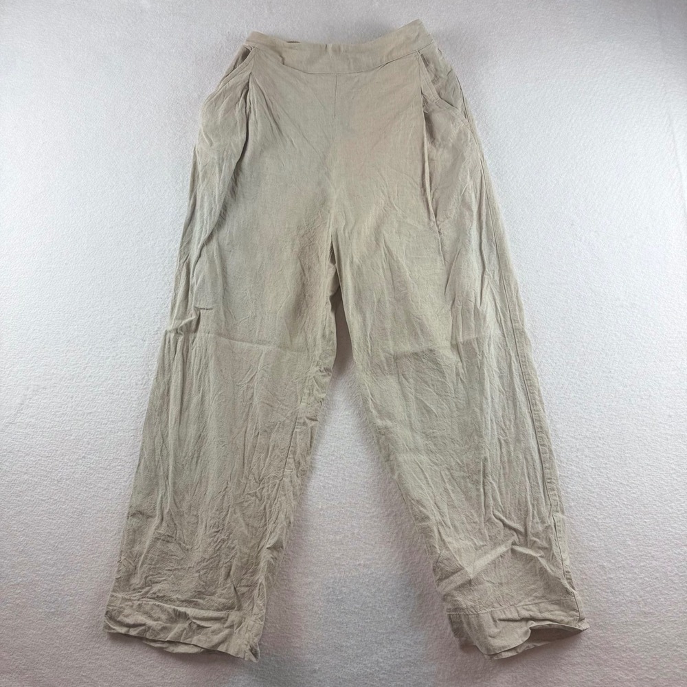 J. Crew Linen Viscose Wide Leg Pants Beige Khaki N0954 SP24 Womens